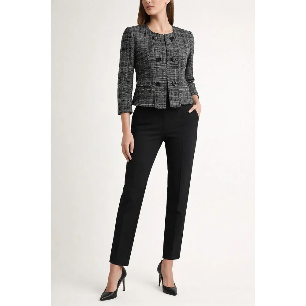 DKNY Black Tweed Blazer Tailored Structured Career Jacket Fully Lined Size 8